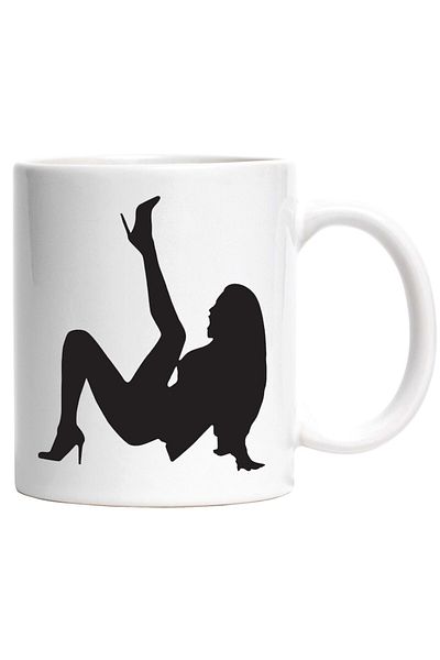 INOVATIX Personalized white mug, a woman holding one leg up, INOVATIX®. 330ml