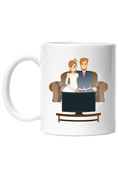 INOVATIX Cana alba personalizata, Televizor, Cuplu, Canapea, INOVATIX®. 330ml