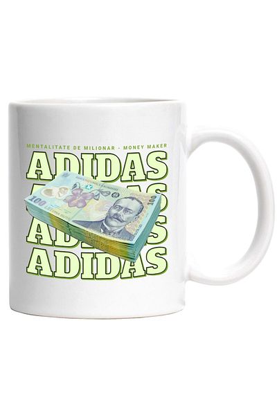 INOVATIX Personalized white mug, __Adidas_ - 100 Romanian Lei, INOVATIX®. 330ml