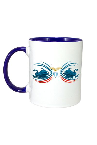 INOVATIX Personalized White Mug, Ss Lazio Italy, Blue Handle and Interior, ®. 330ml