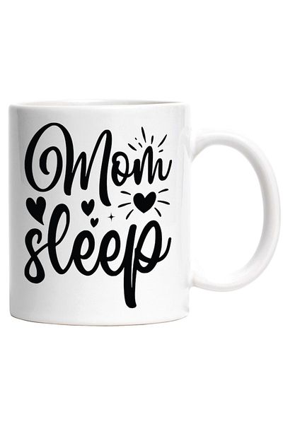 INOVATIX Personalized white mug, hearts and the word Mom sleep - mother's sleep, INOVATIX®. 330ml