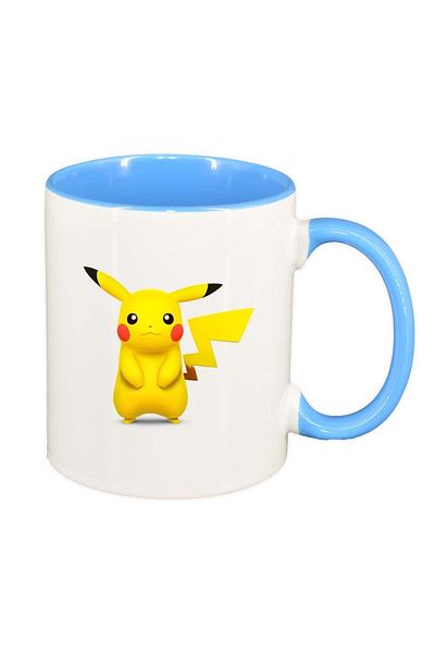 INOVATIX Cana alba personalizata, Pikachu, interior albastru, D319, INOVATIX®. 330ml