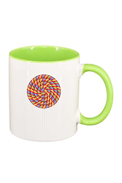 INOVATIX Cana alba personalizata, Lollypop, interior verde deschis, D409, INO...