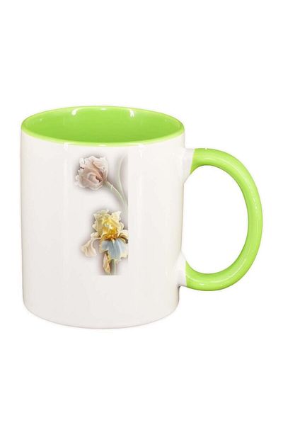 INOVATIX Personalized white mug, Flower, light green interior, D254, INOVATIX®. 330ml