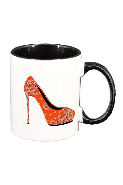 INOVATIX Персонализирана бяла чаша, високи токчета, черен интериор, D978, INO...