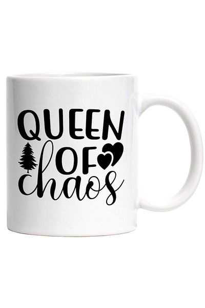 INOVATIX Personalized white mug, hearts and the Queen of chaos - queen of chaos, INOVATIX®. 330ml