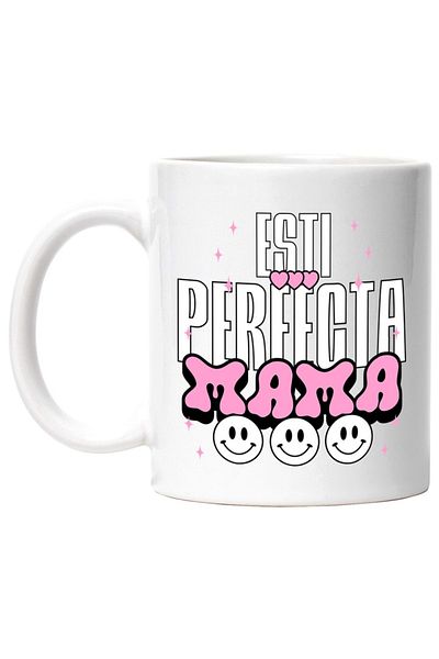 INOVATIX Cana alba personalizata, Iubire Esti Perfecta Mama Smiley Face Femeie, INOVATIX®. 330ml