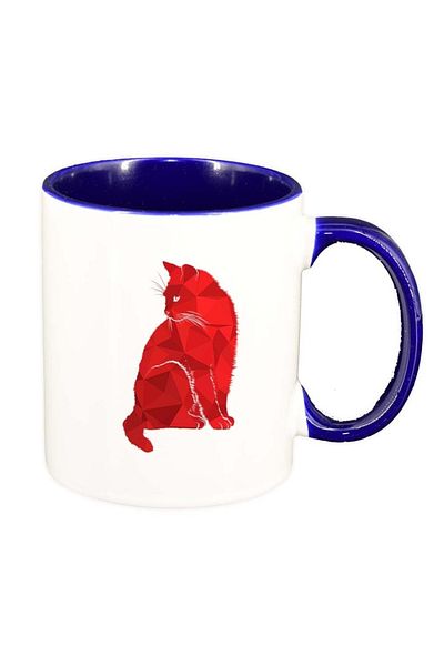 INOVATIX Cana alba personalizata, Colorful Cat, interior albastru inchis, D983, INOVATIX®. 330ml