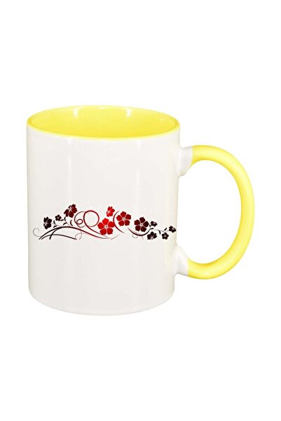 INOVATIX Cana alba personalizata, Flower, interior galben, D21, INOVATIX®. 330ml