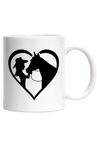 INOVATIX Personalized white mug, a heart for horse lovers, INOVATIX®. 330ml