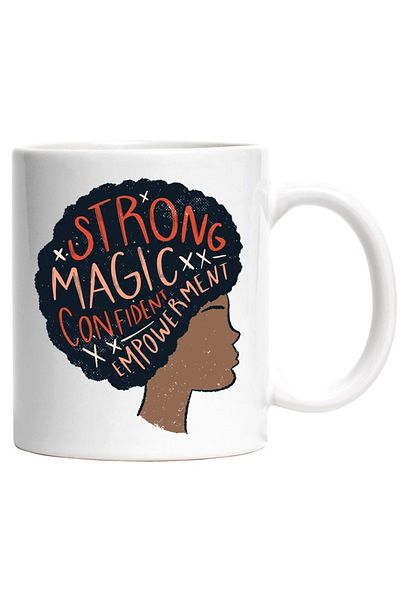 INOVATIX Personalized white mug, Inspirational Message In English, Woman, Afro, Confidence, INOVATIX®. 330ml