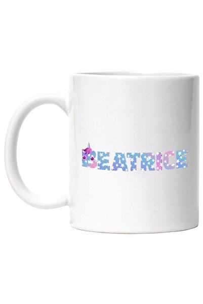 INOVATIX Cana alba personalizata, Numele Beatrice, Unicorn, Printesa, Fairyta...