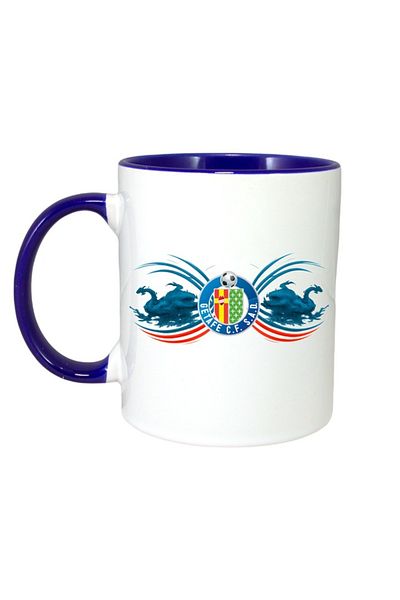 INOVATIX Personalized White Mug, Getafe Logo Spain, Blue Handle and Interior, ®. 330ml