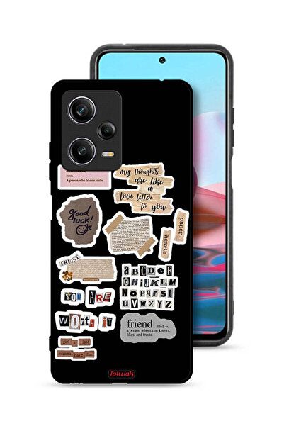 Tolwak غطاء حماية لهاتف شاومي ريدمي نوت 12 برو، ملصقات عبارات الحظ السعيد