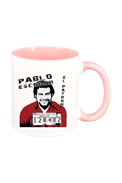 INOVATIX Персонализирана бяла чаша, Наркос - Пабло Ескобар, розова вътрешност...