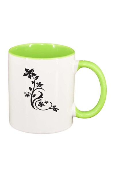 INOVATIX Cana alba personalizata, Model Floral, interior verde deschis, D279,...