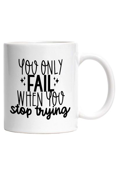 INOVATIX Personalized white mug, You only fail when you stop trying, INOVATIX®. 330ml