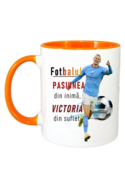 INOVATIX Εξατομικευμένη Λευκή Κούπα, Erling Passion, Πορτοκαλί Λαβή και Εσωτερικό, ®. 330ml