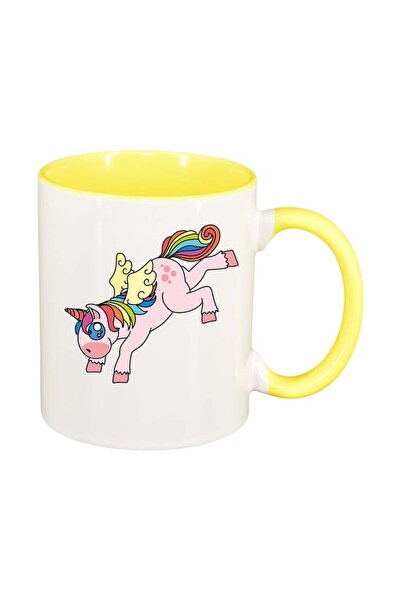 INOVATIX Персонализирана бяла чаша, Еднорог, жълта вътрешност, D971, INOVATIX...