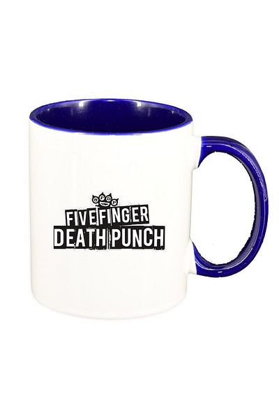 INOVATIX Cana alba personalizata, five finger death punch, interior albastru inchis, D1442, INOVATIX®. 330ml