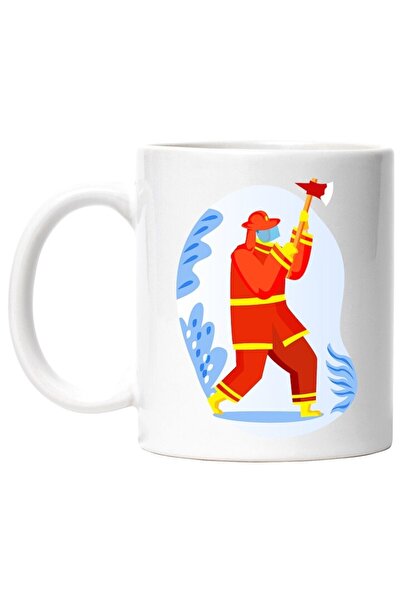 INOVATIX Cana alba personalizata, Topor, Pompier, Casca, INOVATIX®. 330ml