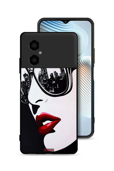 Tolwak Xiaomi Poco M4 5G Protective Case Cover Girl Face Abstract Art