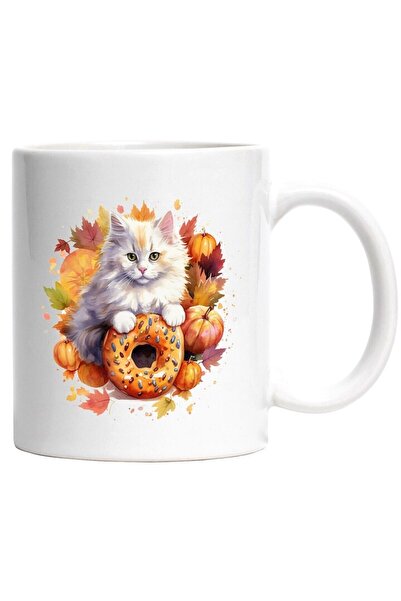 INOVATIX Εξατομικευμένη λευκή κούπα, , Ντομπλέκι, Φύλλα, Φθινόπωρο, Ντόνατ, Γ...