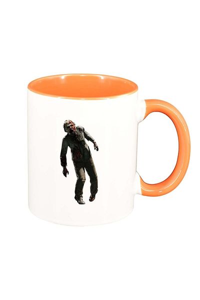 INOVATIX Personalized white mug, Zombie, orange interior, D374, INOVATIX®. 330ml