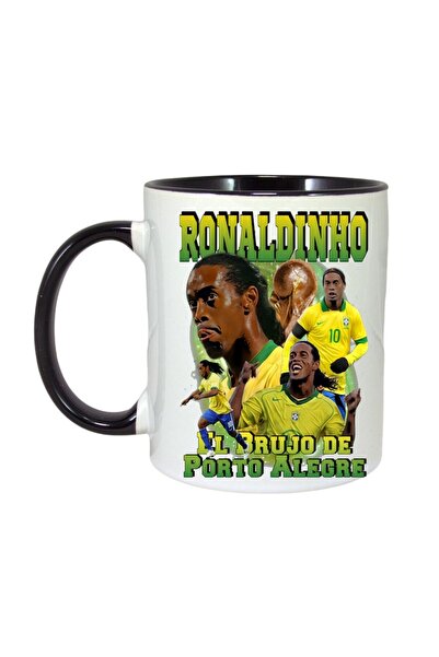 INOVATIX Cana Alba Personalizata, Ronaldinho Brasil, Maner Si Interior Negru,...