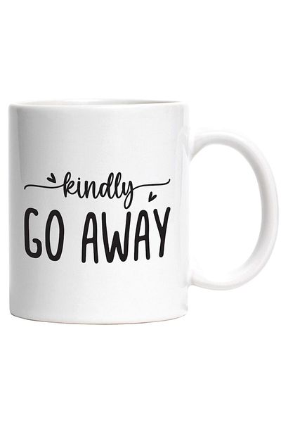 INOVATIX Personalized white mug, hearts and the inscription Kindly go away - with kindness, go away, INOVATIX®. 330ml