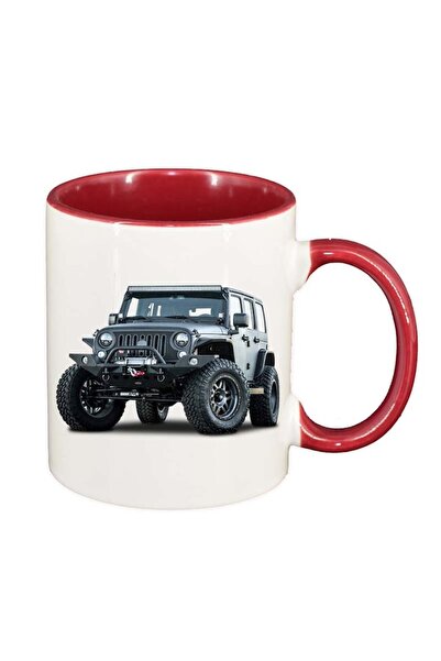 INOVATIX Cana alba personalizata, Jeep, interior rosu, D20, INOVATIX®. 330ml