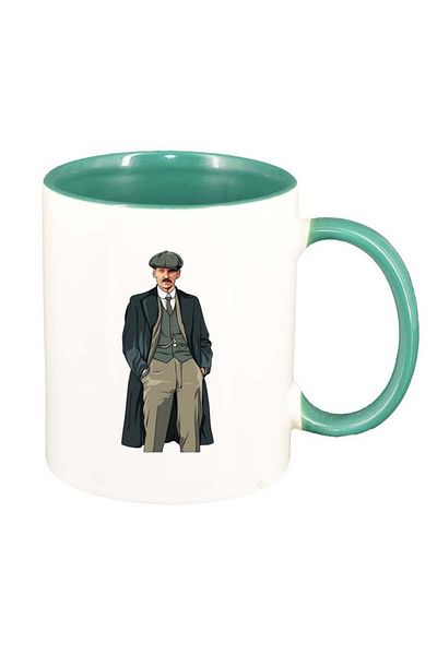 INOVATIX Cană albă personalizată, Peaky Blinders, interior verde, D1307, INOVATIX®. 330ml