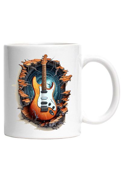 INOVATIX Personalized white mug, Electric Guitar, Wall, Rocks, Stones, Roots, Music, INOVATIX®. 330ml