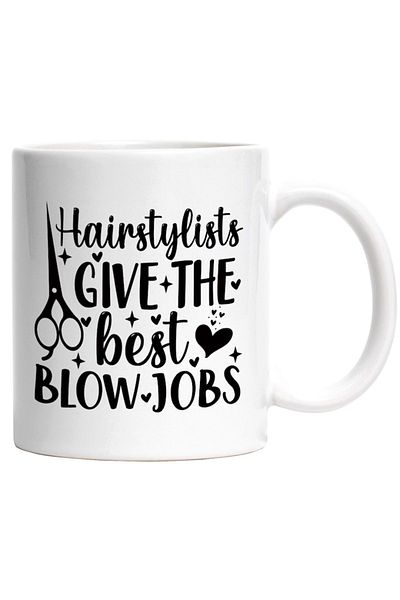 INOVATIX Personalized white mug, Hairdressers blow dry their hair best with a hairdryer, INOVATIX®. 330ml