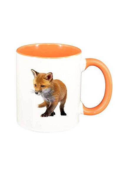 INOVATIX Cana alba personalizata, Vulpe, interior portocaliu, D207, INOVATIX®. 330ml