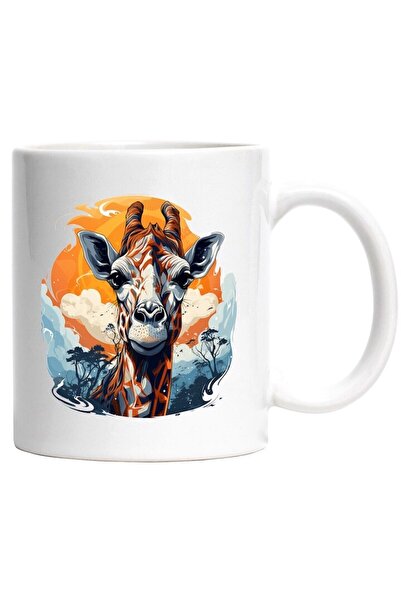 INOVATIX Cana alba personalizata, Girafa, Apus, Savana, Padure, Nori, Copaci,...