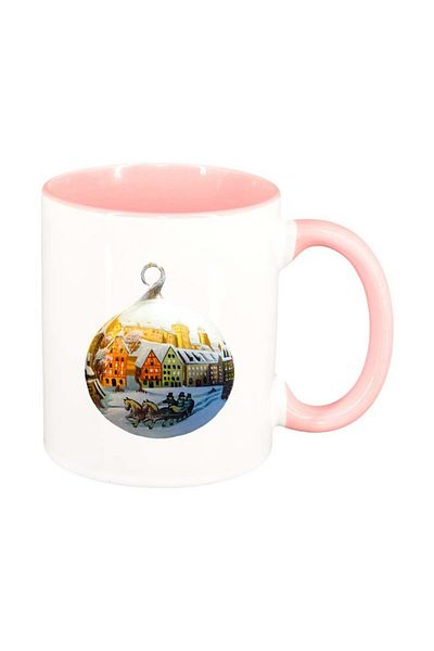 INOVATIX Personalized white mug, Christmas, pink interior, D171, INOVATIX®. 330ml