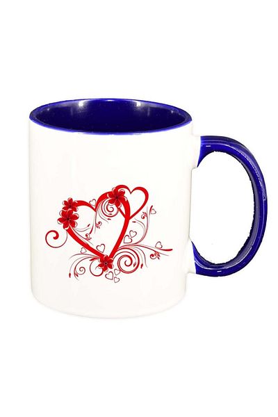 INOVATIX Personalized white mug, Love, dark blue interior, D307, INOVATIX®. 330ml