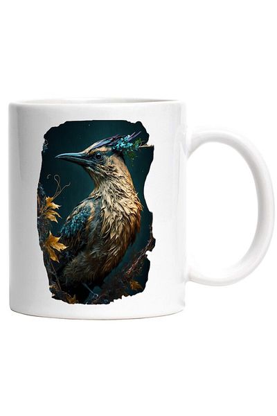 INOVATIX Personalized white mug, Bird, Leaves, Autumn, Branch, Feathers, INOVATIX®. 330ml