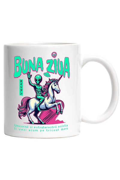 INOVATIX Personalized white mug, Good Morning - Unicorns and Aliens Exist, INOVATIX®. 330ml