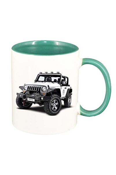 INOVATIX Cana alba personalizata, Jeep, interior verde, D17, INOVATIX®. 330ml