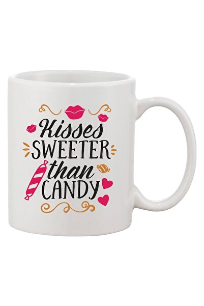 INOVATIX Cană albă personalizată, personalizată „Sărutări mai dulci decât bom...