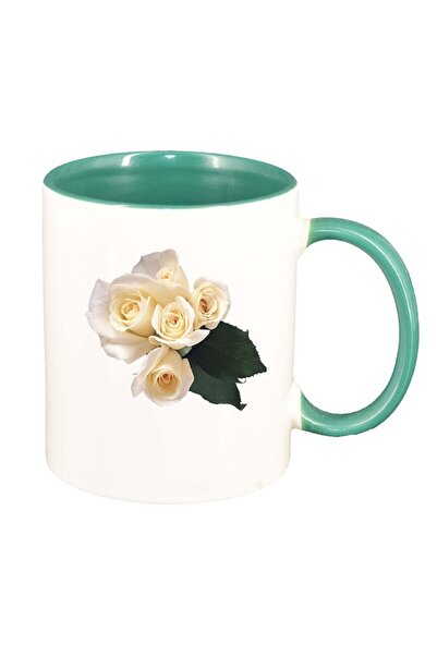 INOVATIX Cana alba personalizata, Rose, interior verde, D360, INOVATIX®. 330ml