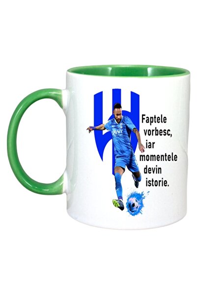 INOVATIX Cana Alba Personalizata, Neymar Fapte, Maner Si Interior Verde, ®. 3...