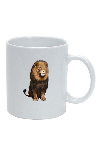 INOVATIX Personalized white mug, Lion, white, D199, INOVATIX®. 330ml