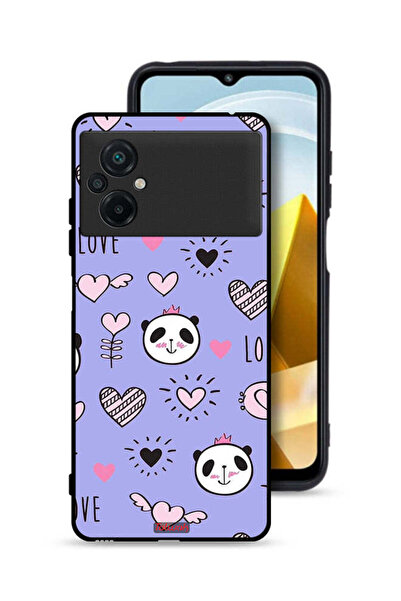 Tolwak Xiaomi Poco M5 4G Protective Case Cover Love And Panda Doodle