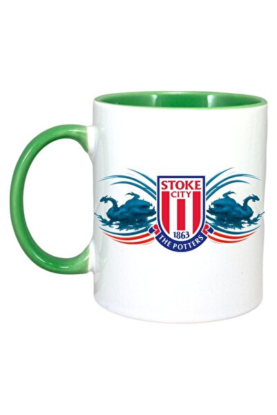 INOVATIX Εξατομικευμένη Λευκή Κούπα, Stoke City Αγγλία, Πράσινη Λαβή και Εσωτ...