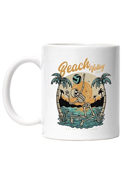 INOVATIX Cana alba personalizata, Mesaj In Engleza Beach Volley Club, Schelet, Apus, Minge, INOVATIX®. 330ml