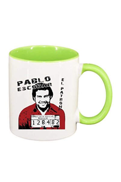 INOVATIX Персонализирана бяла чаша, Наркос - Пабло Ескобар, светлозелена вътр...
