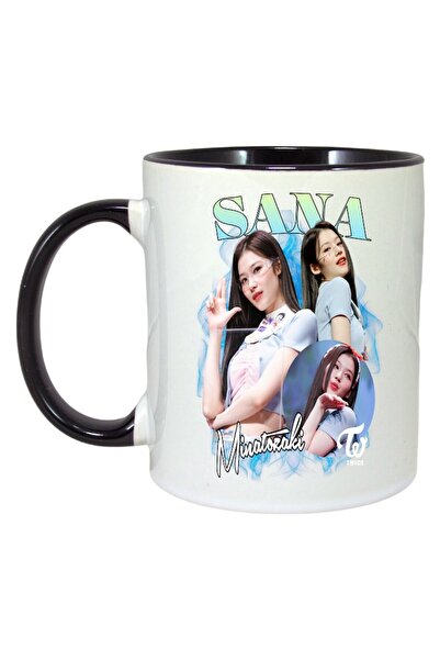 INOVATIX Cana Alba Personalizata, Formatia/trupa Sana 3, Maner Si Interior Negru, ®. 330ml